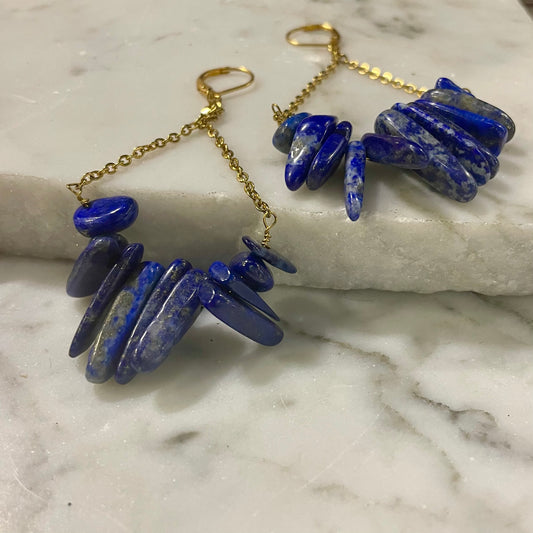 Illuminate Chunky Lapis Lazuli Chain Earring