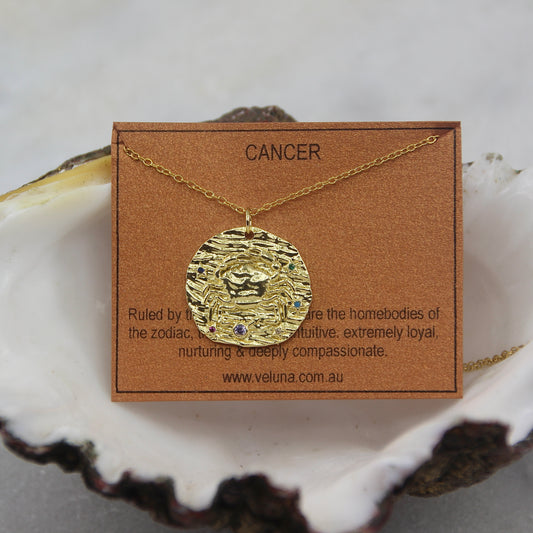 Cancer Golden Age Zodiac Pendant