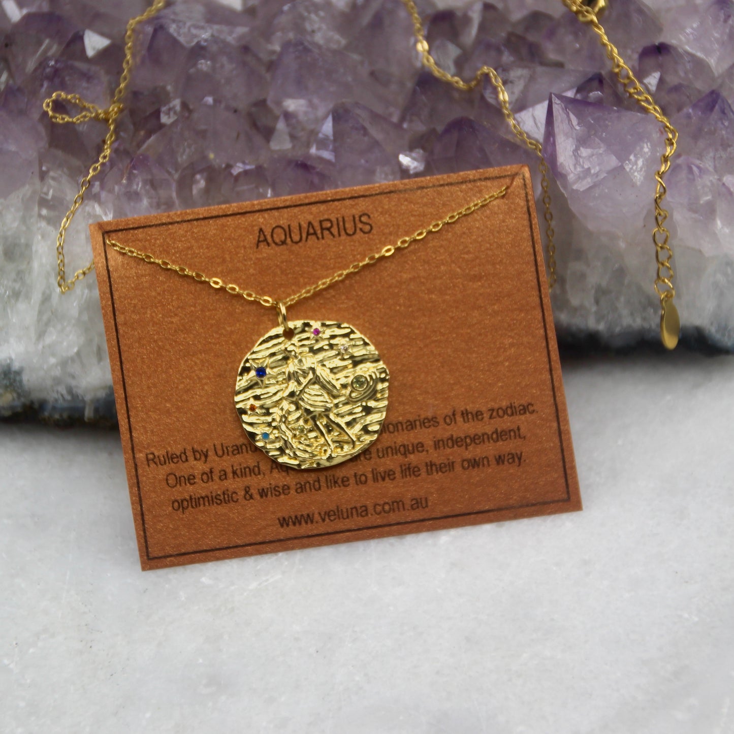 Aquarius Golden Age Zodiac Pendant