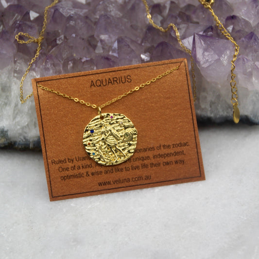 Aquarius Golden Age Zodiac Pendant