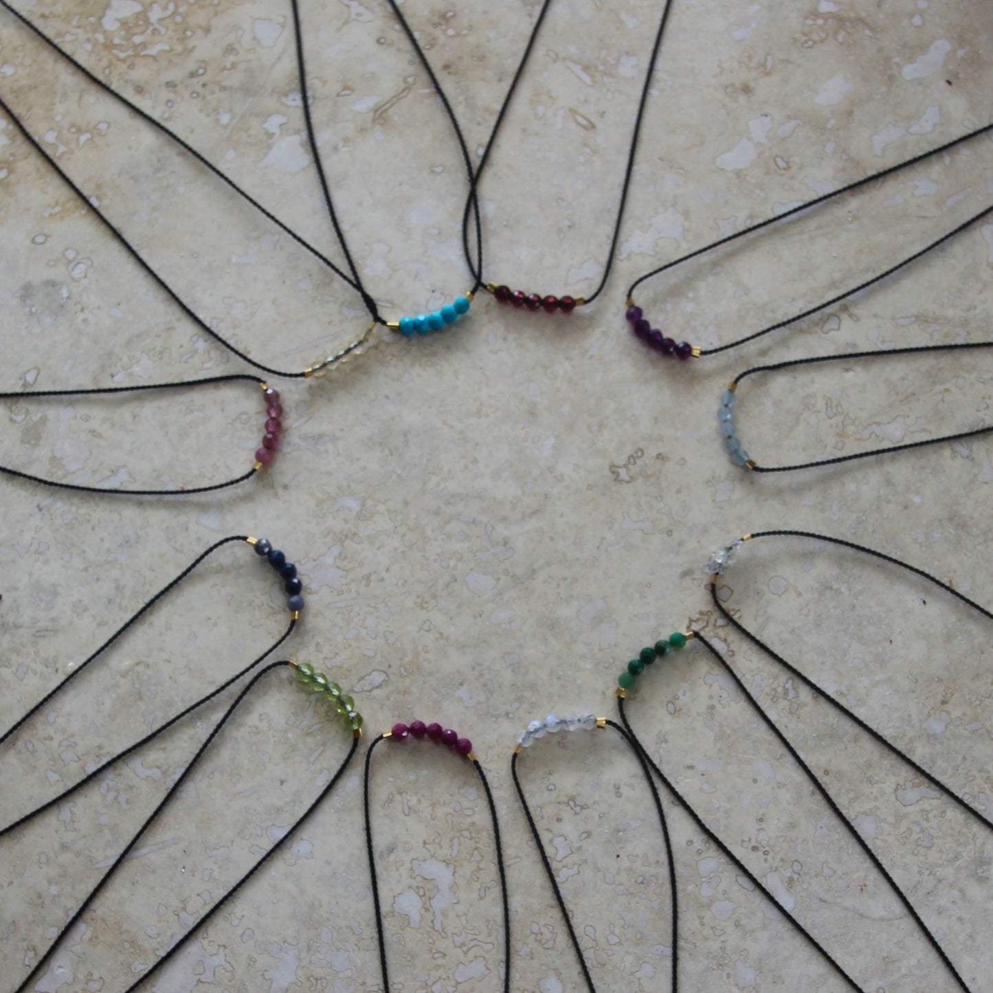 Golden Age Birthstone Thread Necklace