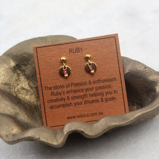 Golden Age Birthstone Circle Stud Earring